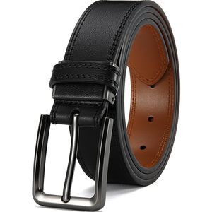 Men's Leather Belt - 1 3/8" Genuine Cowhide Dress Belt For Work, With😉